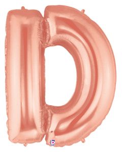 LRG SHP LETTER D ROSE GOLD MEGALOON 34" (PKG)
