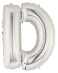 LRG SHP LETTER D SILVER MEGALOON 34" (PKG)