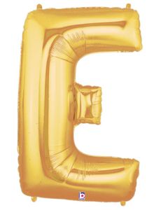 LRG SHP LETTER E GOLD MEGALOON 34" (PKG)