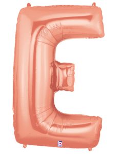 LRG SHP LETTER E ROSE GOLD MEGALOON 34" (PKG)