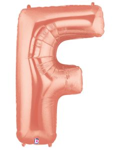 LRG SHP LETTER F ROSE GOLD MEGALOON 34" (PKG)