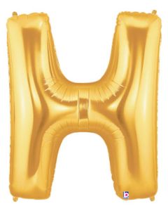 LRG SHP LETTER H GOLD MEGALOON 34" (PKG)
