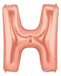 LRG SHP LETTER H ROSE GOLD MEGALOON 34" (PKG)