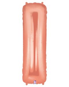 LRG SHP LETTER I ROSE GOLD MEGALOON 34" (PKG)