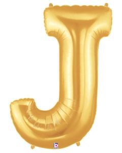 LRG SHP LETTER J GOLD MEGALOON 34" (PKG)