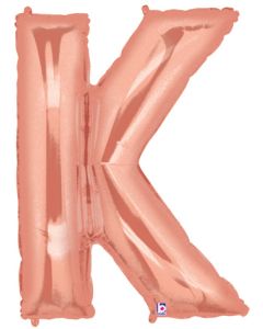 LRG SHP LETTER K ROSE GOLD MEGALOON 34" (PKG)