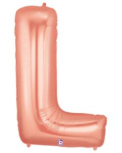 LRG SHP LETTER L ROSE GOLD MEGALOON 34" (PKG)