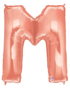 LRG SHP LETTER M ROSE GOLD MEGALOON 34" (PKG)
