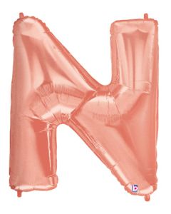 LRG SHP LETTER N ROSE GOLD MEGALOON 34" (PKG)