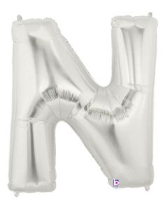 LRG SHP LETTER N SILVER MEGALOON 34" (PKG)