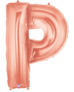 LRG SHP LETTER P ROSE GOLD MEGALOON 34" (PKG)
