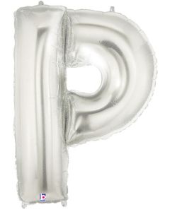 LRG SHP LETTER P SILVER MEGALOON 34" (PKG)