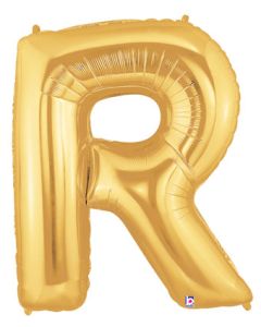 LRG SHP LETTER R GOLD MEGALOON 34" (PKG)