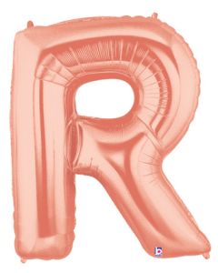 LRG SHP LETTER R ROSE GOLD MEGALOON 34" (PKG)
