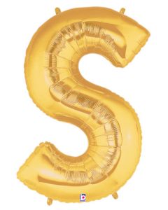 LRG SHP LETTER S GOLD MEGALOON 34" (PKG)