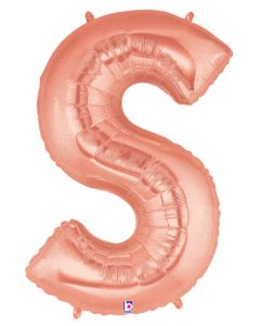 LRG SHP LETTER S ROSE GOLD MEGALOON 34" (PKG)