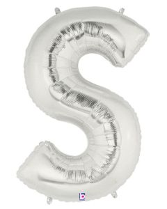 LRG SHP LETTER S SILVER MEGALOON 34" (PKG)
