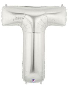 LRG SHP LETTER T SILVER MEGALOON 34" (PKG)