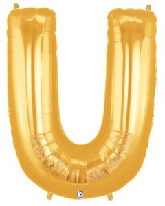 LRG SHP LETTER U GOLD MEGALOON 34" (PKG)