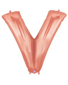 LRG SHP LETTER V ROSE GOLD MEGALOON 34" (PKG)