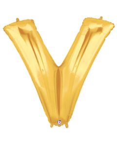LRG SHP LETTER V GOLD MEGALOON 34" (PKG)