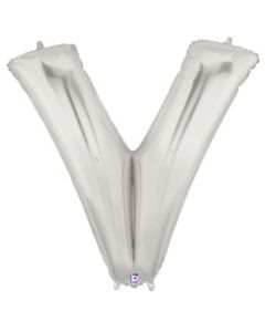 LRG SHP LETTER V SILVER MEGALOON 34" (PKG)