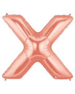 LRG SHP LETTER X ROSE GOLD MEGALOON 34" (PKG)