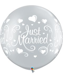 30C JUST MARRIED HEARTS ARD METALLIC SILVER (PACK2)(D) sale