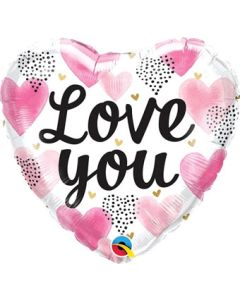 18H LOVE YOU PINK WATERCOLOR HEARTS (PKG)(D) sale