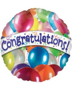 18C CONGRATULATIONS BALLOONS (FLAT)(sold in 6's)(D) sale