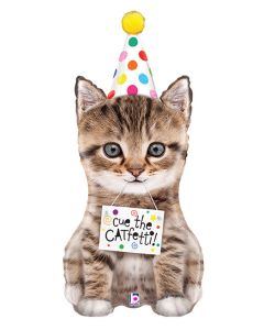 LRG SHP PARTY HAT KITTEN CUE THE CATFETTI 41"