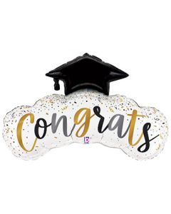 LRG SHP GRAD CONGRATS CONFETTI SATIN 36" (PKG)(D) sale