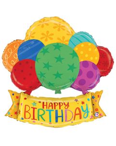 LRG SHP HB BIRTHDAY BALLOONS BANNER 37" (PKG)(D)