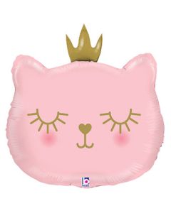 LRG SHP PINK CAT WITH CROWN PRINCESS 26" (PKG)(D) sale