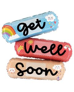 LRG SHP GET WELL CHEERFUL BANDAID 47" (PKG)