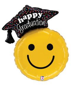 LRG SHP HAPPY GRADUATION SMILEY 26" (PKG)
