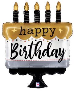 LRG SHP HB METALLIC GOLD SILVER BLACK CAKE 28"