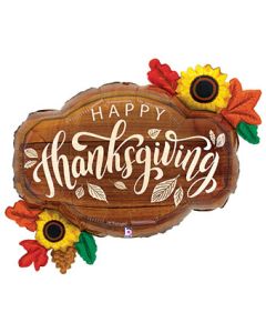 LRG SHP HAPPY THANKSGIVING SUNFLOWERS PLAQUE 31" (PKG)
