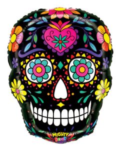 LRG SHP MIGHTY BRIGHT BLACK SUGAR SKULL 22" (PKG)