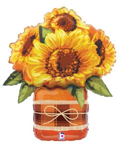 LRG SHP SUNFLOWER MASON JAR 26" (PKG)