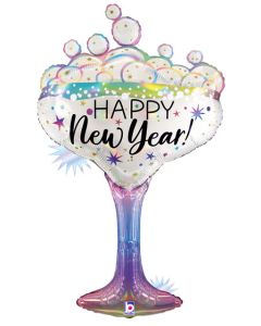 LRG SHP OPAL NEW YEAR CHAMPAGNE GLASS 37"(HOLO)(PKG)(D)sale