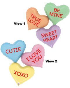 LRG SHP CONVERSATION HEART MESSAGES 37" (PKG)(D)