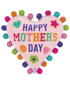 LRG SHP HAPPY MOTHER'S DAY HEART PATCHES 27" (PKG)