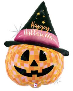 LRG SHP HALLOWEEN DISCO JACK-O-LANTERN 33" (HOLO)(PKG)
