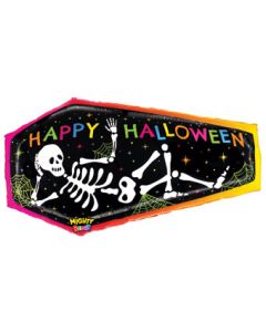 LRG SHP MIGHTY BRIGHT HAPPY HALLOWEEN COFFIN 34" (PKG)