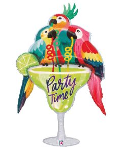 LRG SHP MARGARITA PARTY TIME PARROTS 44" (PKG)