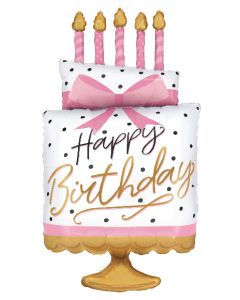 LRG SHP HB PINK BOW CAKE 35" (PKG)