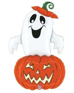 LRG SHP GHOST WITH PUMPKIN 34" (PKG)