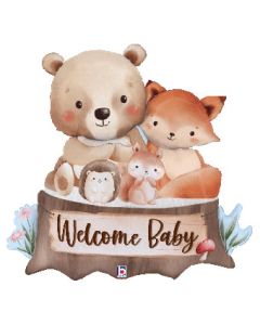 LRG SHP WOODLAND WELCOME BABY 34" (PKG)