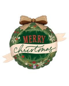 LRG SHP MERRY CHRISTMAS COZY WREATH 36" (PKG)